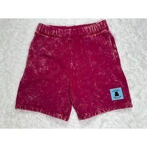 Teddy Fresh Mens Shorts Casual Drawstring Burgundy Acid Wash size Small